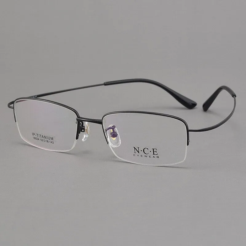 Men's Semi Rim Titanium Eyeglasses Sc18024