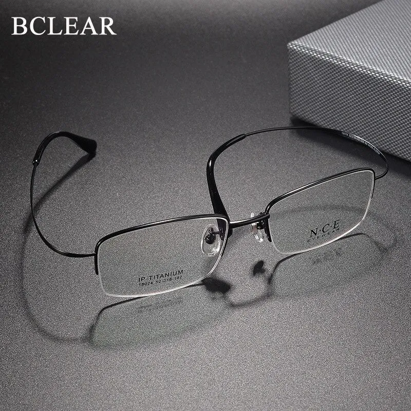 Men's Semi Rim Titanium Eyeglasses Sc18024