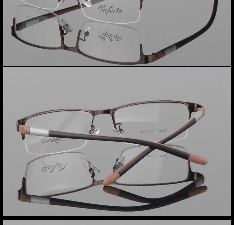 Men's Titanium Square Frame Half Rim Eyeglasses Gp8300