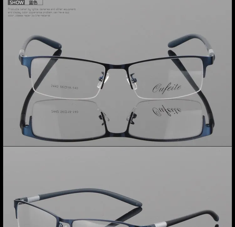 Men's Titanium Square Frame Half Rim Eyeglasses Gp8300