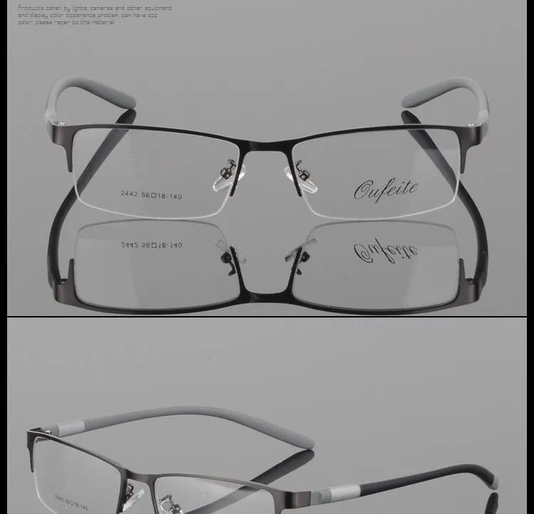 Men's Titanium Square Frame Half Rim Eyeglasses Gp8300