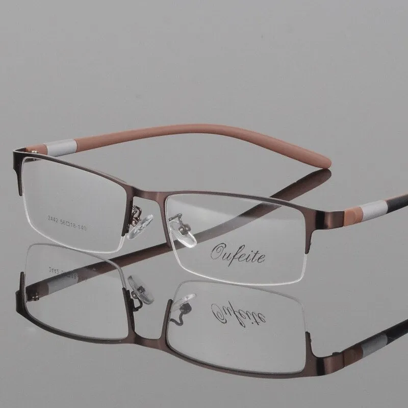 Men's Titanium Square Frame Half Rim Eyeglasses Gp8300