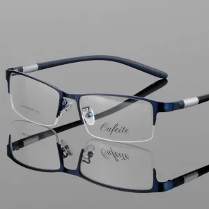 Men's Titanium Square Frame Half Rim Eyeglasses Gp8300