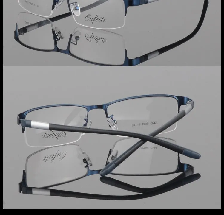 Men's Titanium Square Frame Half Rim Eyeglasses Gp8300