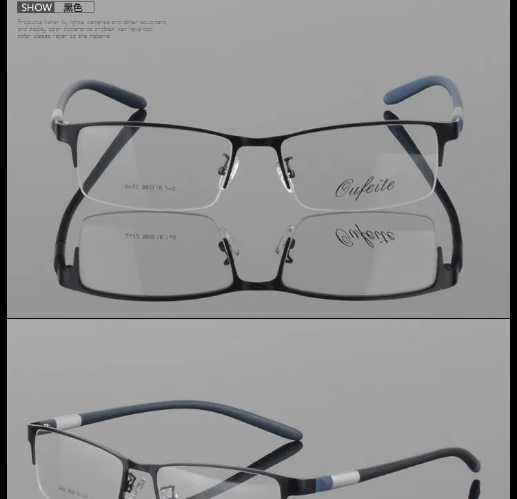 Men's Titanium Square Frame Half Rim Eyeglasses Gp8300