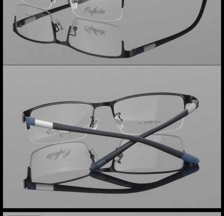 Men's Titanium Square Frame Half Rim Eyeglasses Gp8300