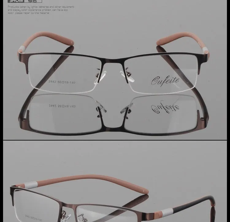 Men's Titanium Square Frame Half Rim Eyeglasses Gp8300