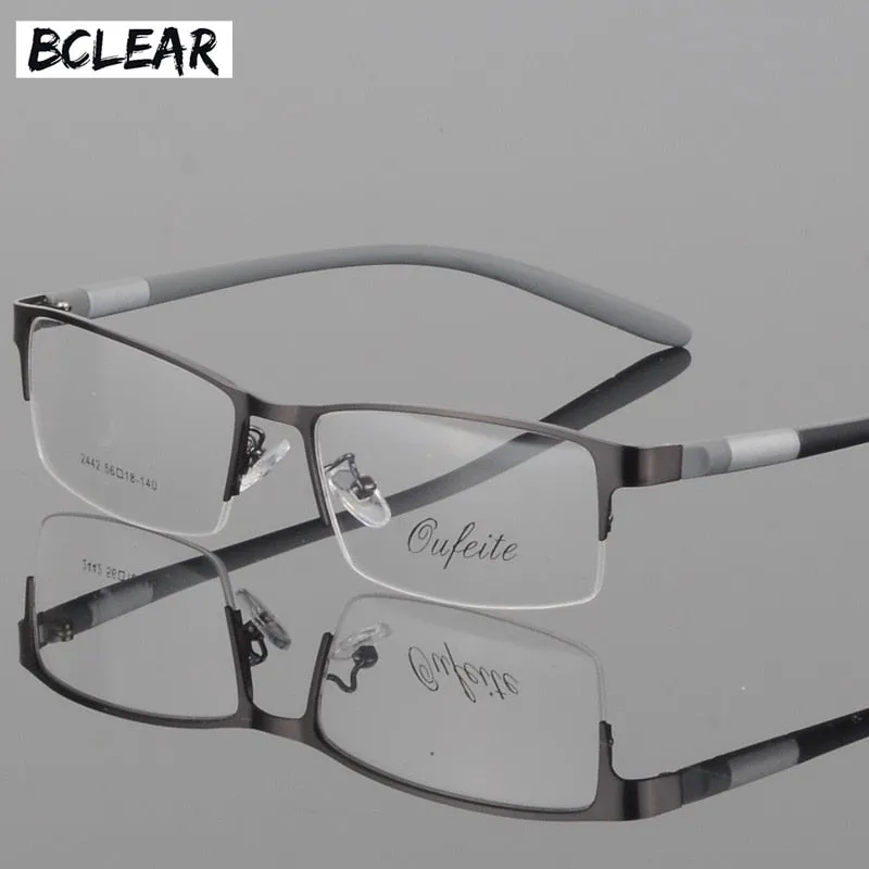 Men's Titanium Square Frame Half Rim Eyeglasses Gp8300