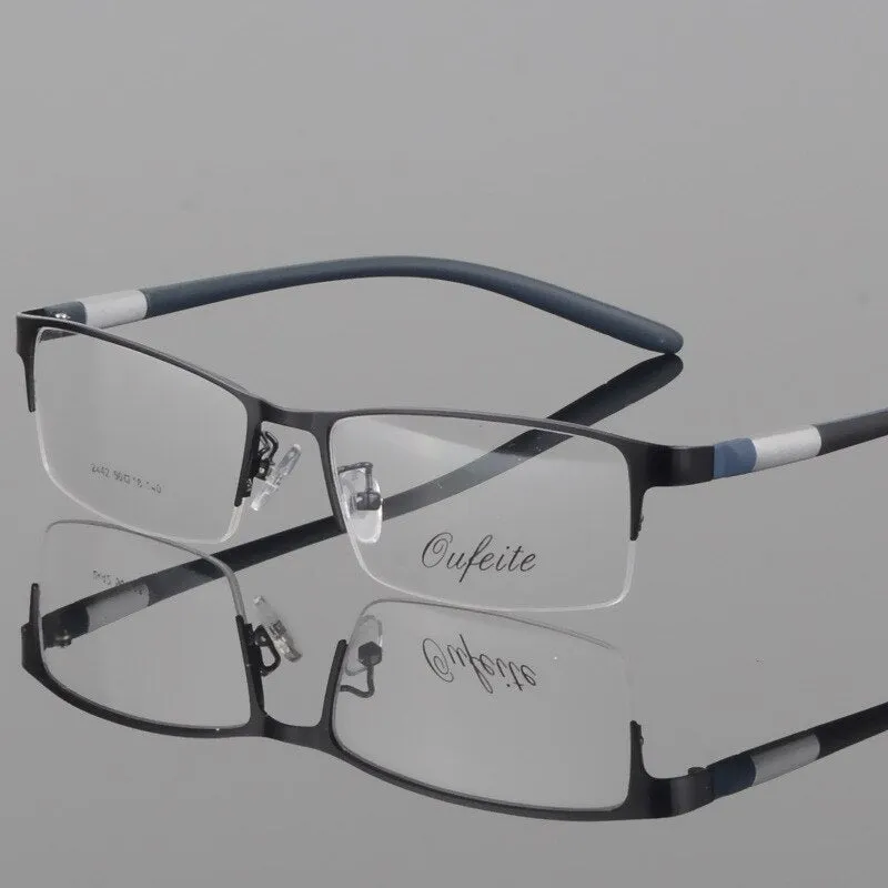 Men's Titanium Square Frame Half Rim Eyeglasses Gp8300