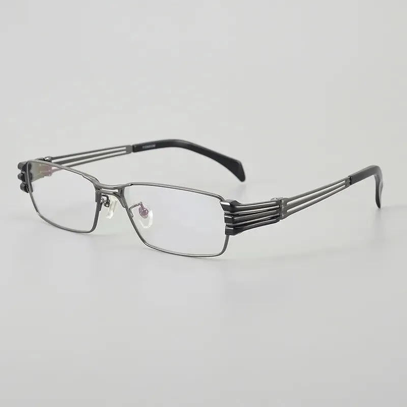 Muzz Men's Full Rim Small Square Titanium Eyeglasses 1191q