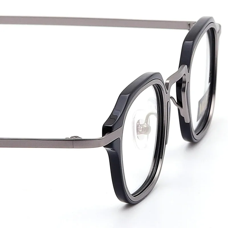 Muzz Men's Full Rim Square Round Acetate Alloy Frame Eyeglasses M7