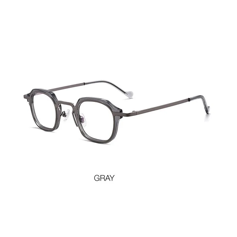 Muzz Men's Full Rim Square Round Acetate Alloy Frame Eyeglasses M7