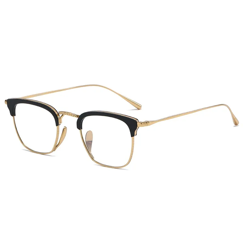 Muzz Men's Full Rim Square Titanium Acetate Frame Eyeglasses 1112