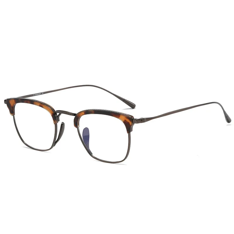 Muzz Men's Full Rim Square Titanium Acetate Frame Eyeglasses 1112