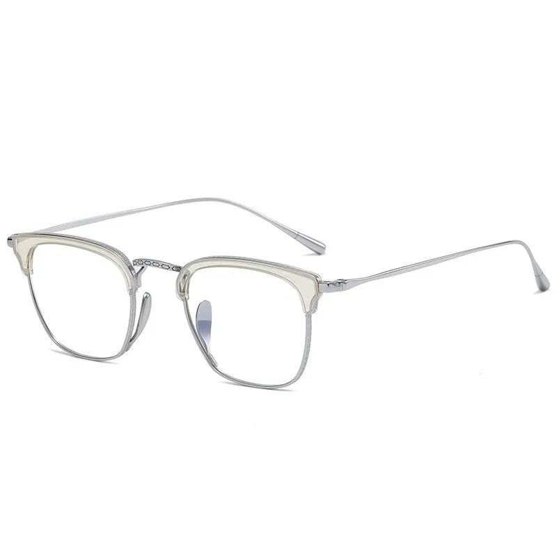 Muzz Men's Full Rim Square Titanium Acetate Frame Eyeglasses 1112