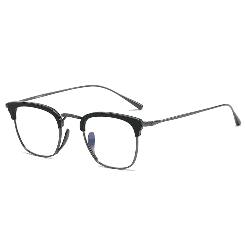 Muzz Men's Full Rim Square Titanium Acetate Frame Eyeglasses 1112