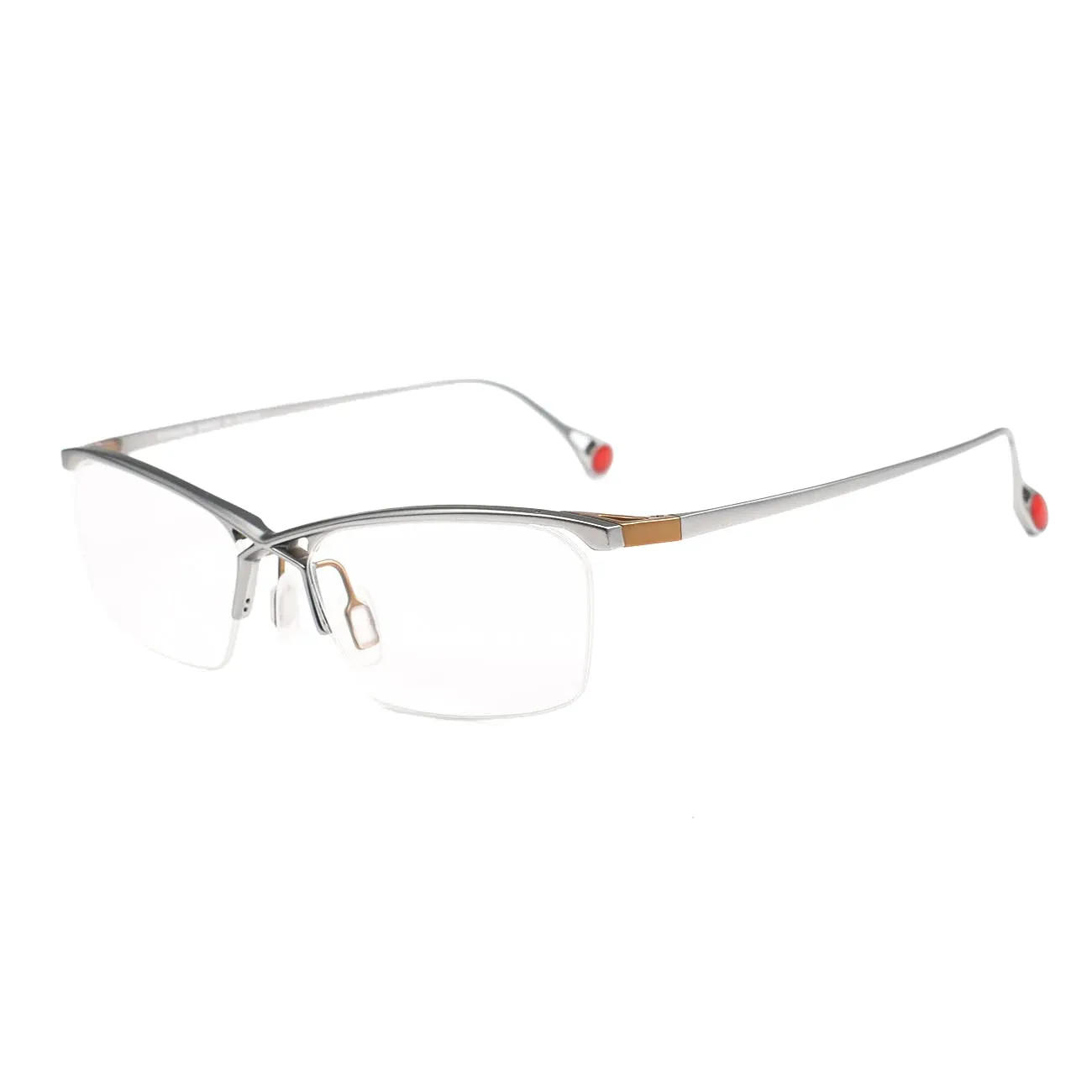 Muzz Mens Semi Rim Rectangle Titanium Eyeglasses 222