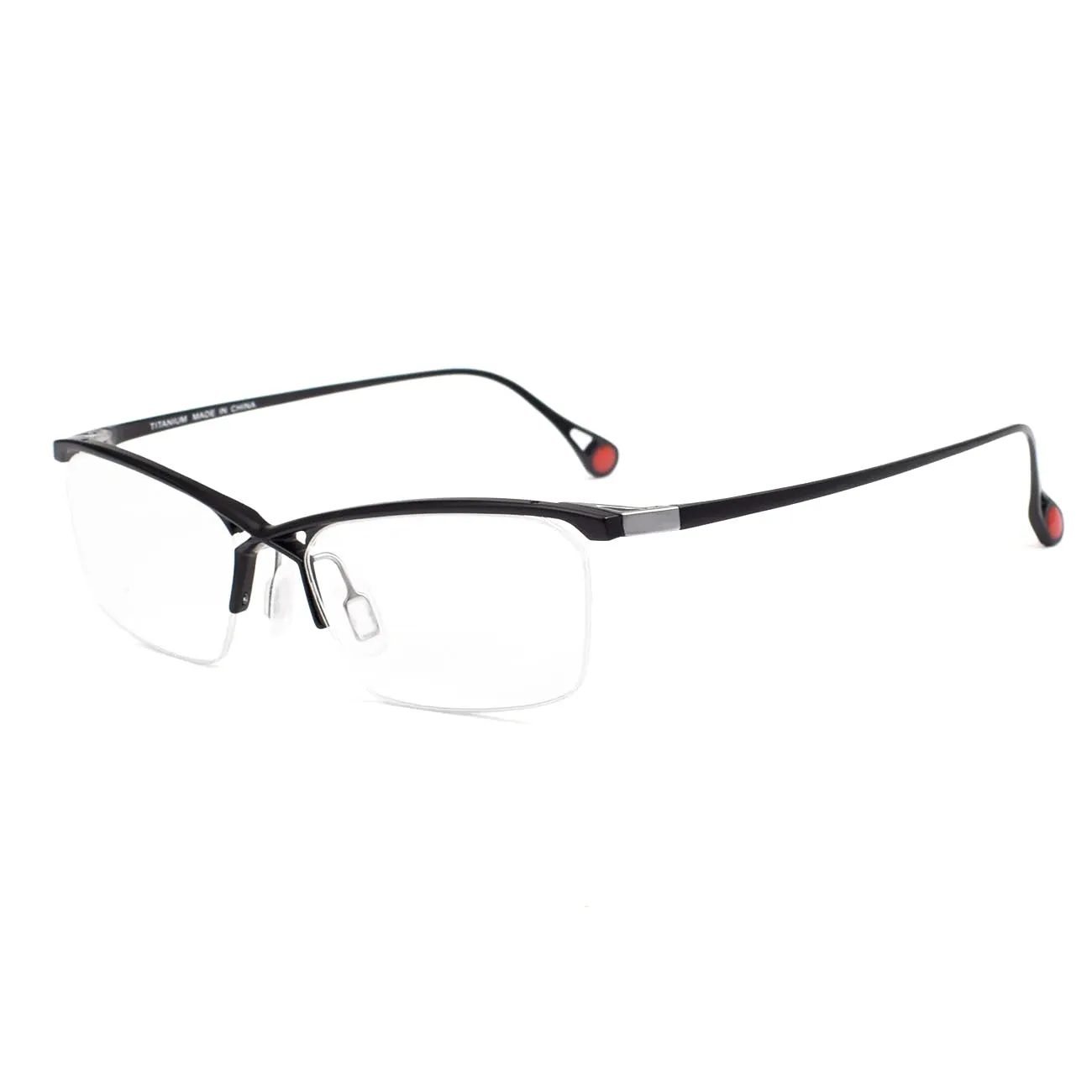 Muzz Mens Semi Rim Rectangle Titanium Eyeglasses 222