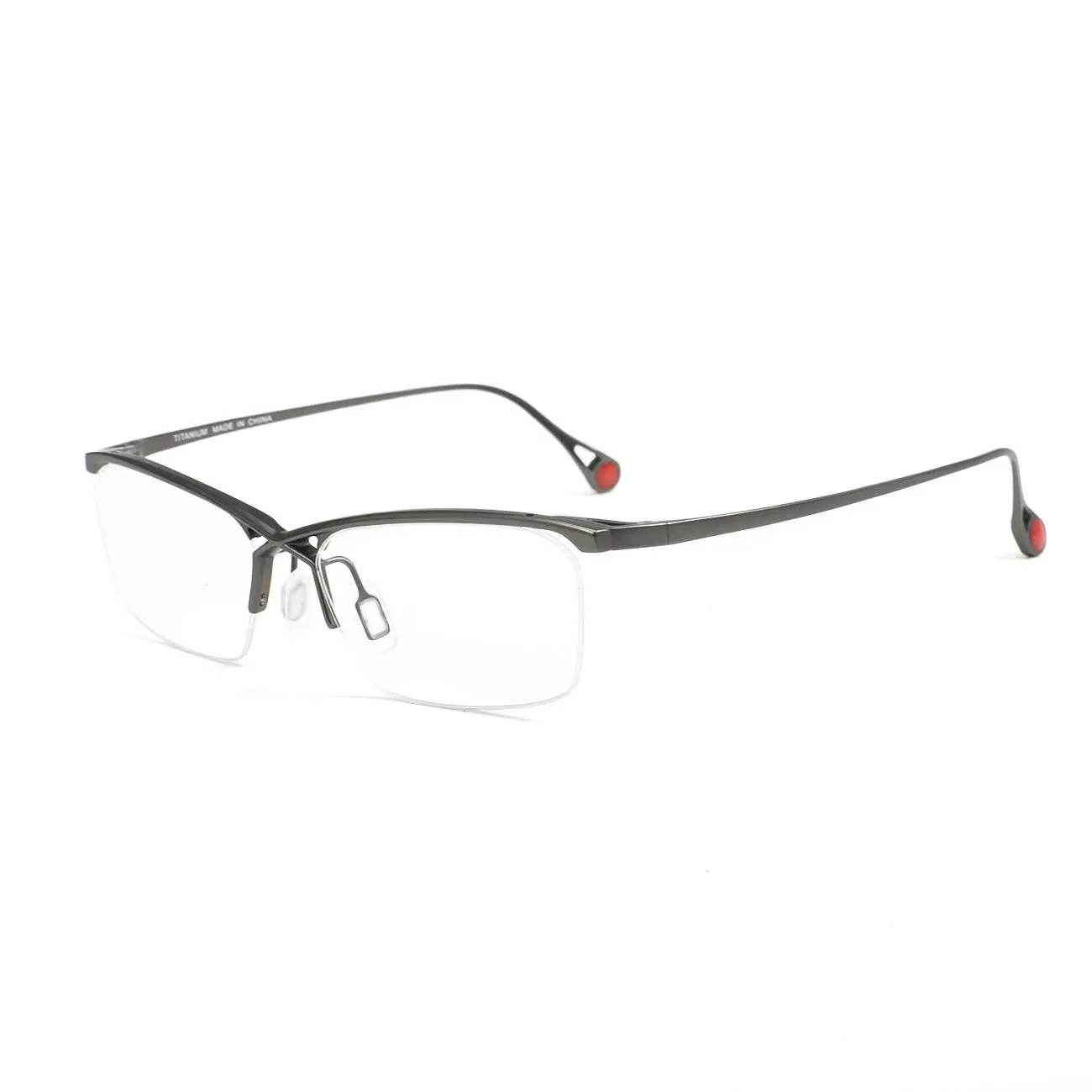 Muzz Mens Semi Rim Rectangle Titanium Eyeglasses 222