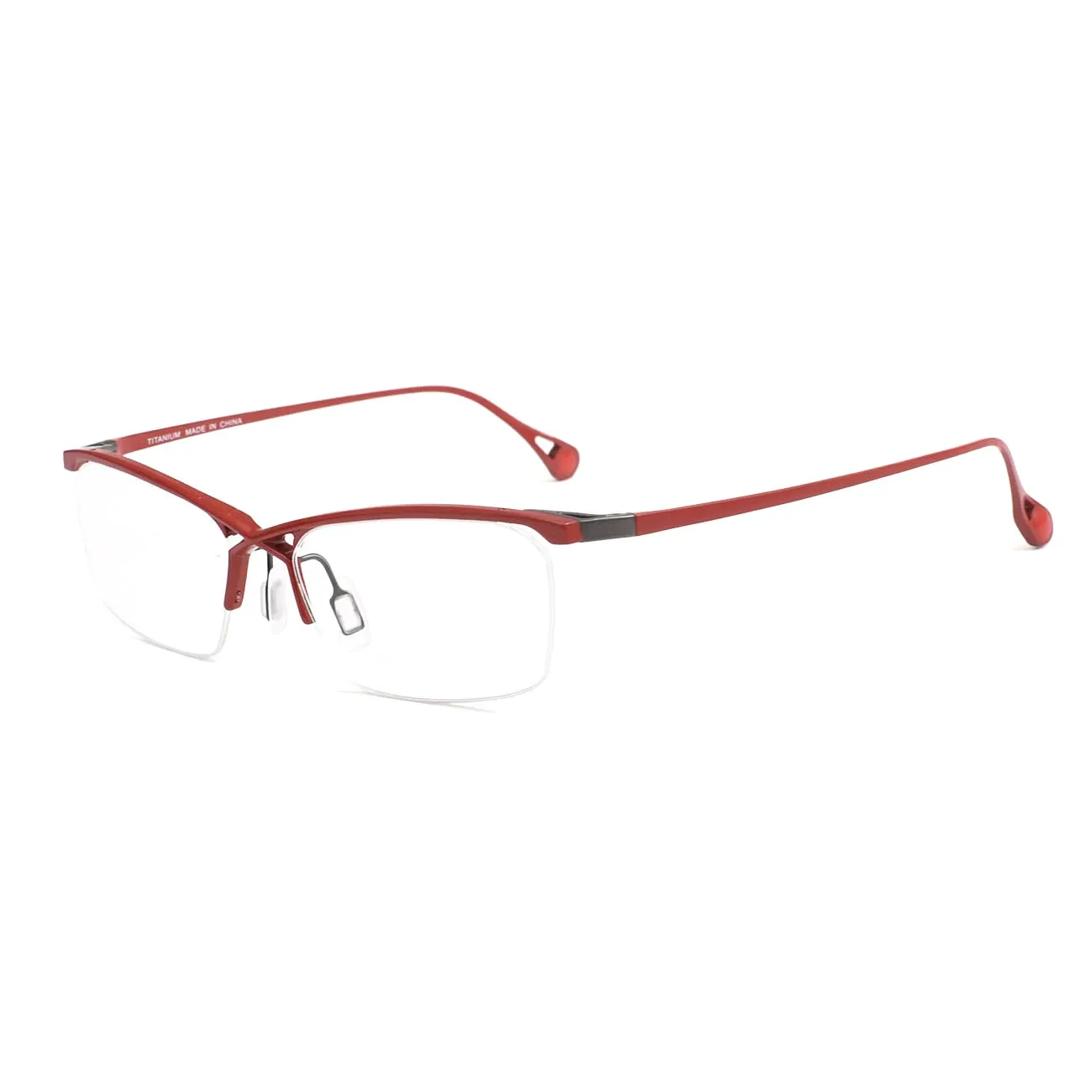 Muzz Mens Semi Rim Rectangle Titanium Eyeglasses 222