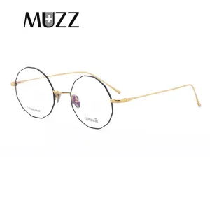 Muzz Unisex Full Rim Irregular Round Titanium Frame Eyeglasses Wz9138