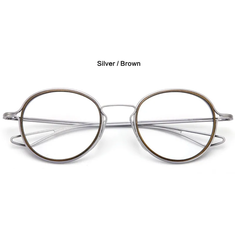 Certainly! Here is a more optimized product title for e-commerce:

Premium Unisex Full-Rim Round Titanium Eyeglasses with Handcrafted Inner Ring