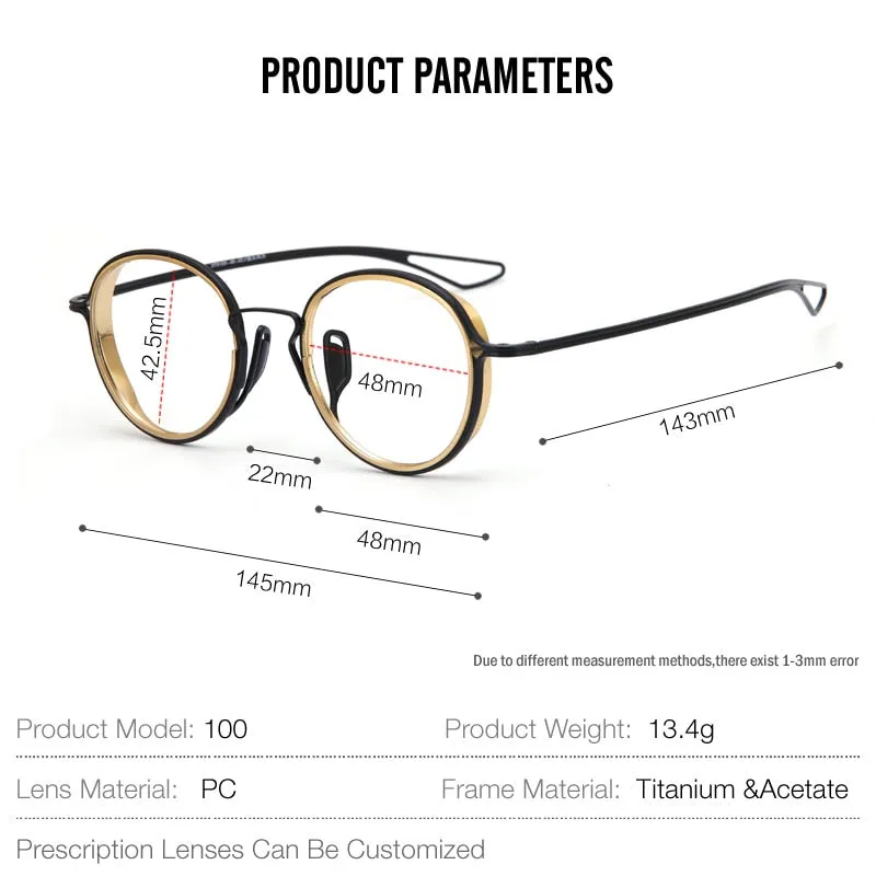 Certainly! Here is a more optimized product title for e-commerce:

Premium Unisex Full-Rim Round Titanium Eyeglasses with Handcrafted Inner Ring