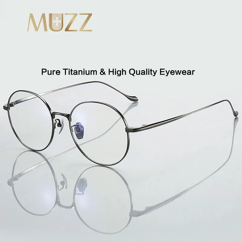 Muzz Unisex Full Rim Round Titanium Eyeglasses 10184