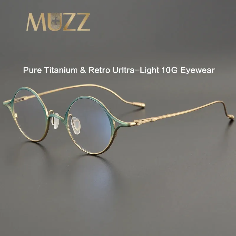 Muzz Unisex Full Rim Small Round Titanium Eyeglasses 5958