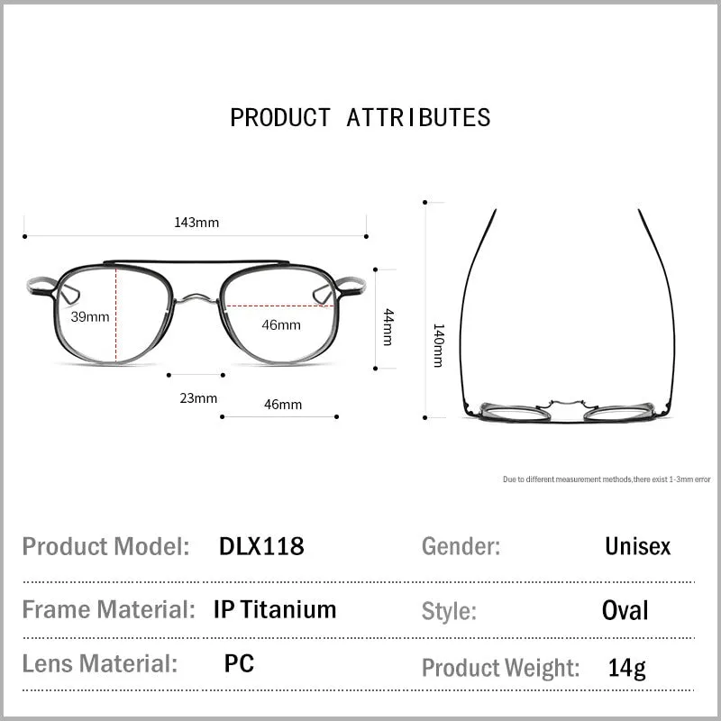 Muzz Unisex Full Rim Square Double Bridge Titanium Frame/Ring Eyeglasses 118