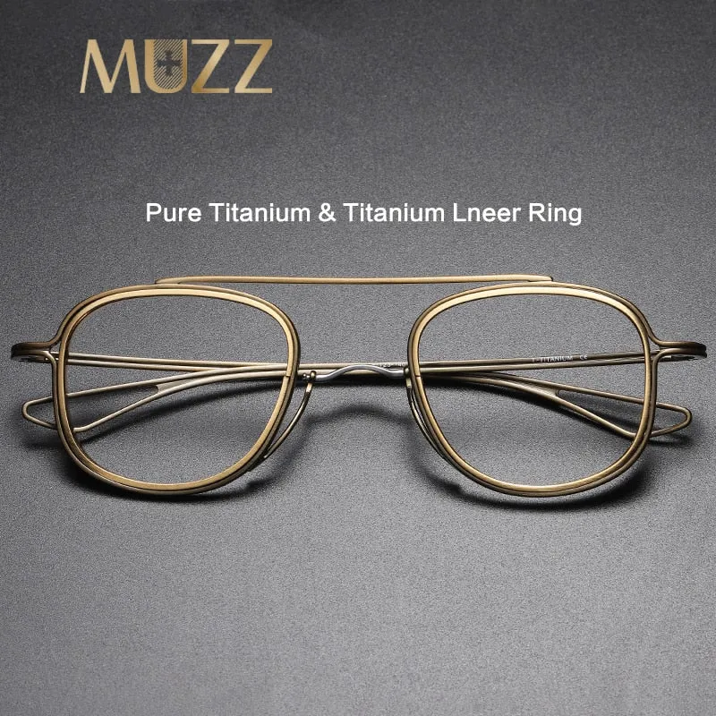 Muzz Unisex Full Rim Square Titanium Frame/Inner Ring Eyeglasses Dlx118