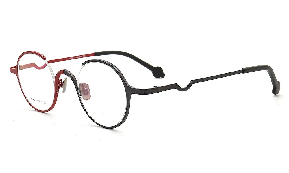 Muzz Unisex Semi Rim Round Titanium Eyeglasses T7771