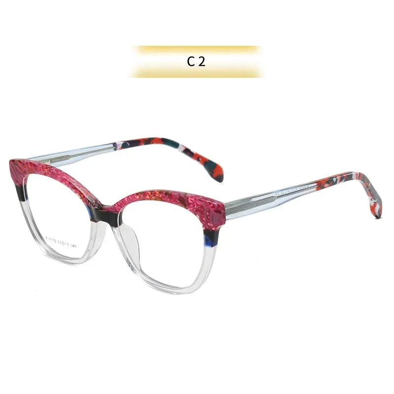 Muzz Women's Full Rim Big Cat Eye Thick Acetate Eyeglasses F7710