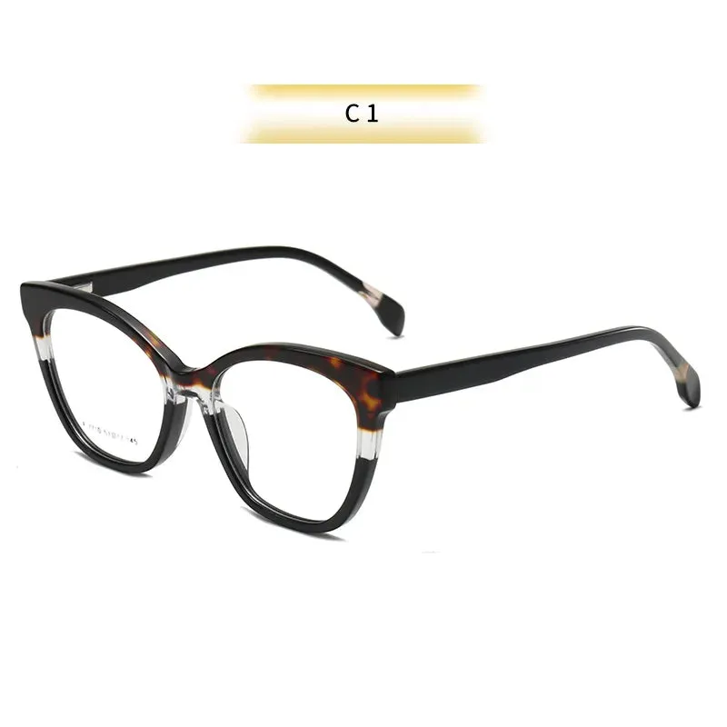 Muzz Women's Full Rim Big Cat Eye Thick Acetate Eyeglasses F7710