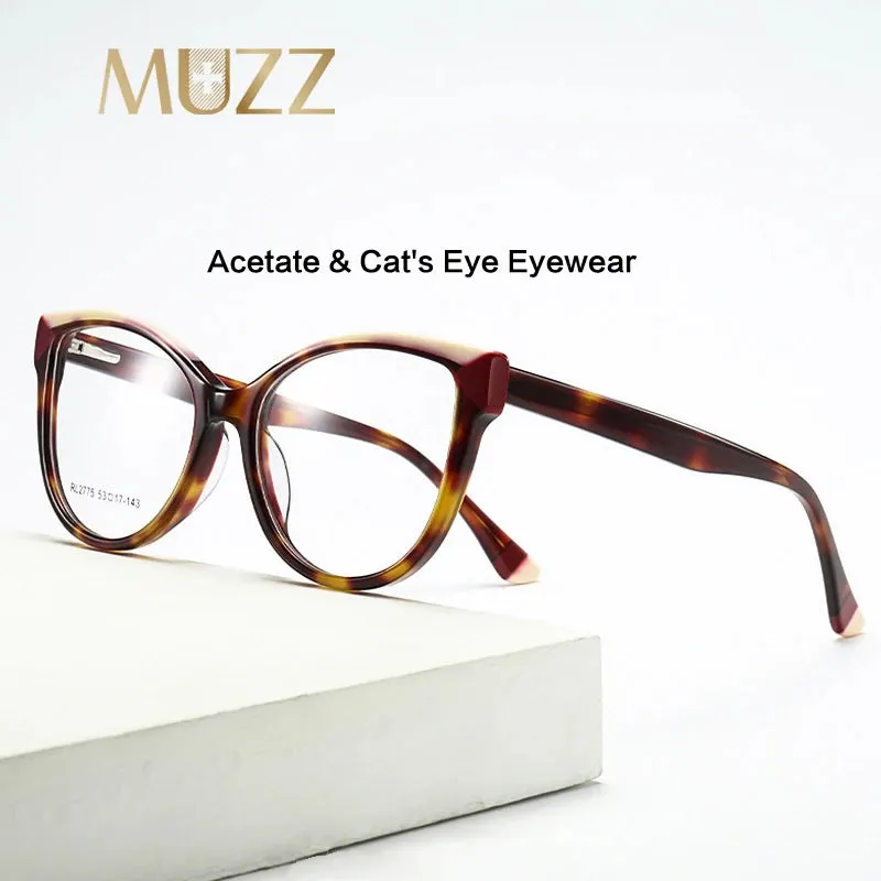 Muzz Women's Full Rim Cat Eye Acetate Eyeglasses 2775