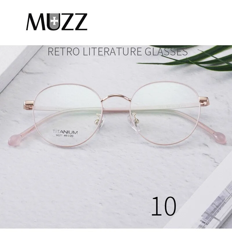 Muzz Women's Full Rim Round Titanium Frame Eyeglasses T9015