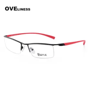 Oveliness Men's Semi Rim Square Alloy Eyeglasses 8199