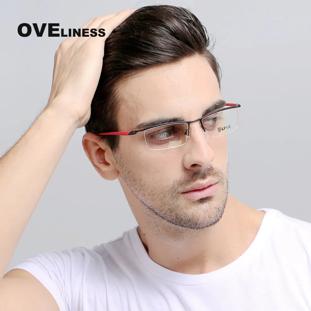 Oveliness Men's Semi Rim Square Alloy Eyeglasses 8199