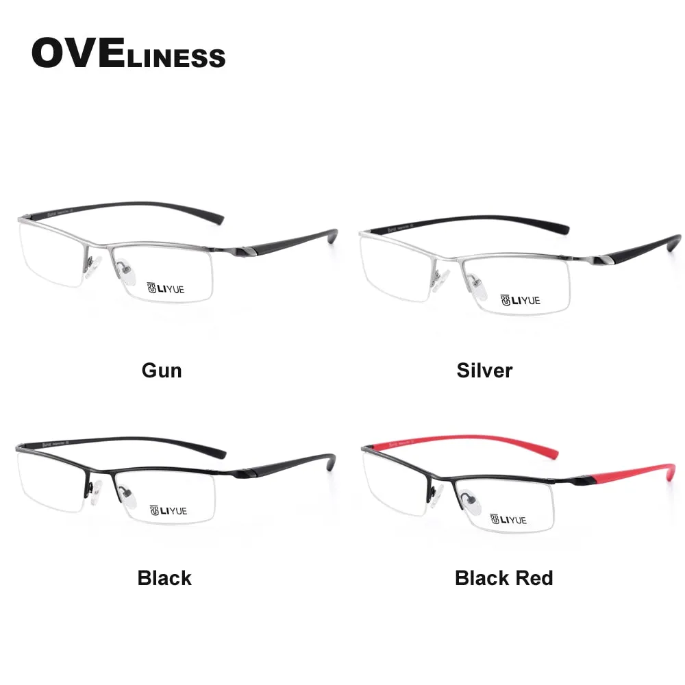 Oveliness Men's Semi Rim Square Alloy Eyeglasses 8199