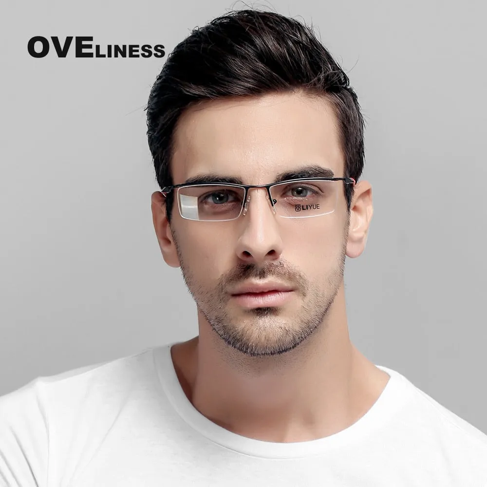 Oveliness Men's Semi Rim Square Alloy Eyeglasses 8199