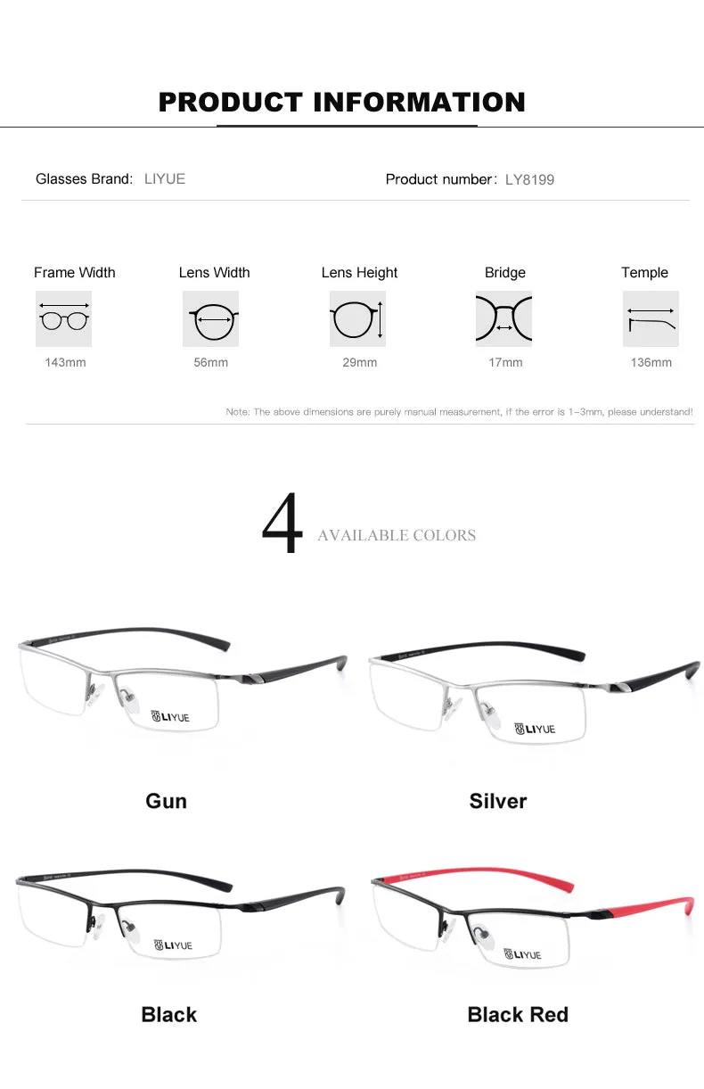 Oveliness Men's Semi Rim Square Alloy Eyeglasses 8199