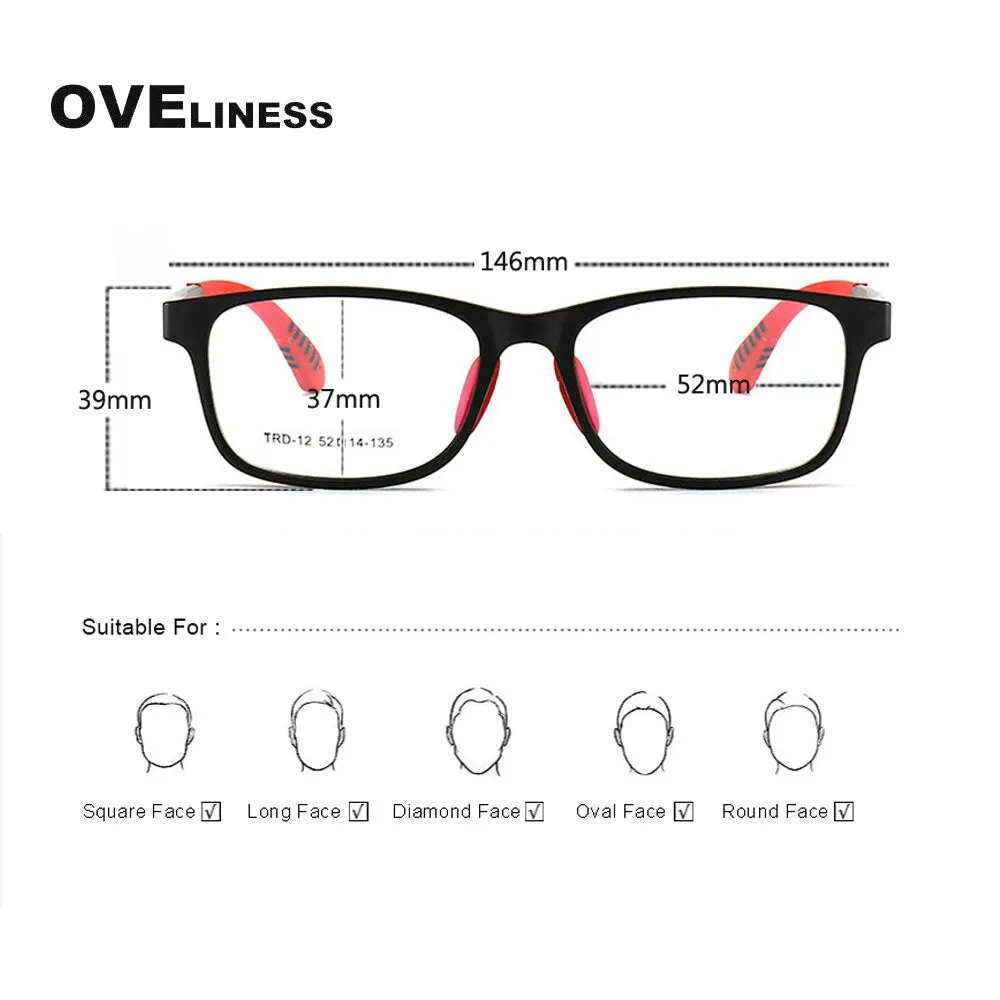 Oveliness Unisex Children's Full Rim Square Tr 90 Titanium Eyeglasses Oltrd12p