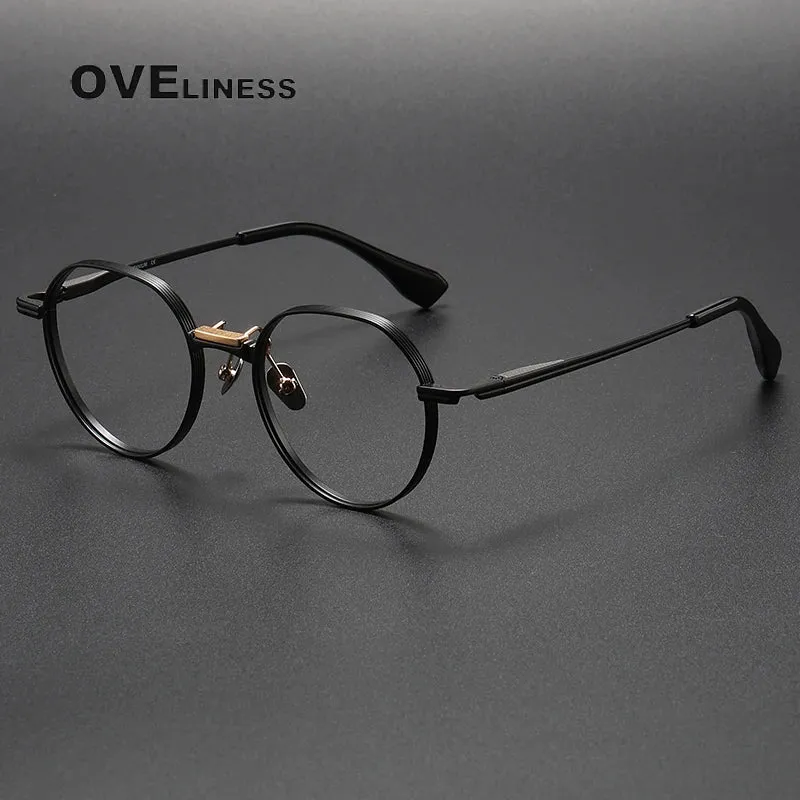 Oveliness Unisex Full Rim Flat Top Round Titanium Eyeglasses D150