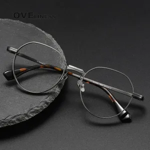 Oveliness Unisex Full Rim Flat Top Round Titanium Eyeglasses D150