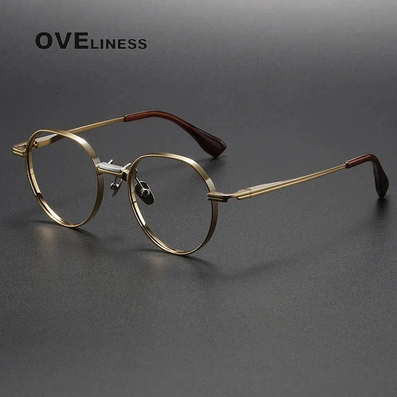 Oveliness Unisex Full Rim Flat Top Round Titanium Eyeglasses D150