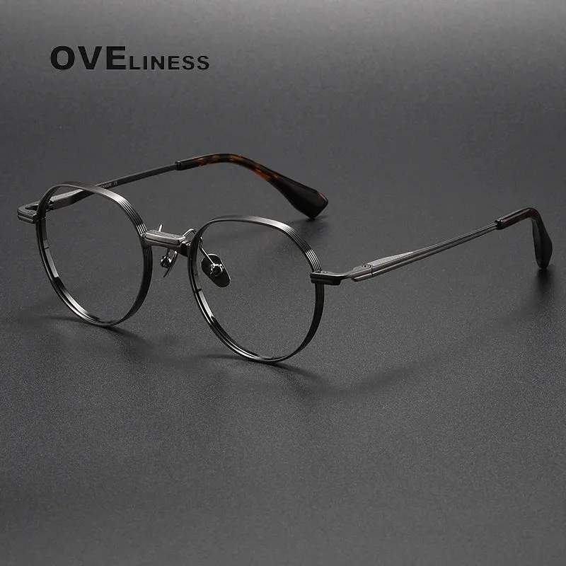 Oveliness Unisex Full Rim Flat Top Round Titanium Eyeglasses D150