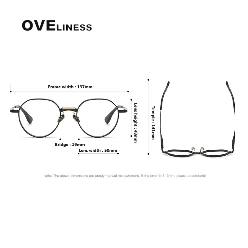 Oveliness Unisex Full Rim Flat Top Round Titanium Eyeglasses D150