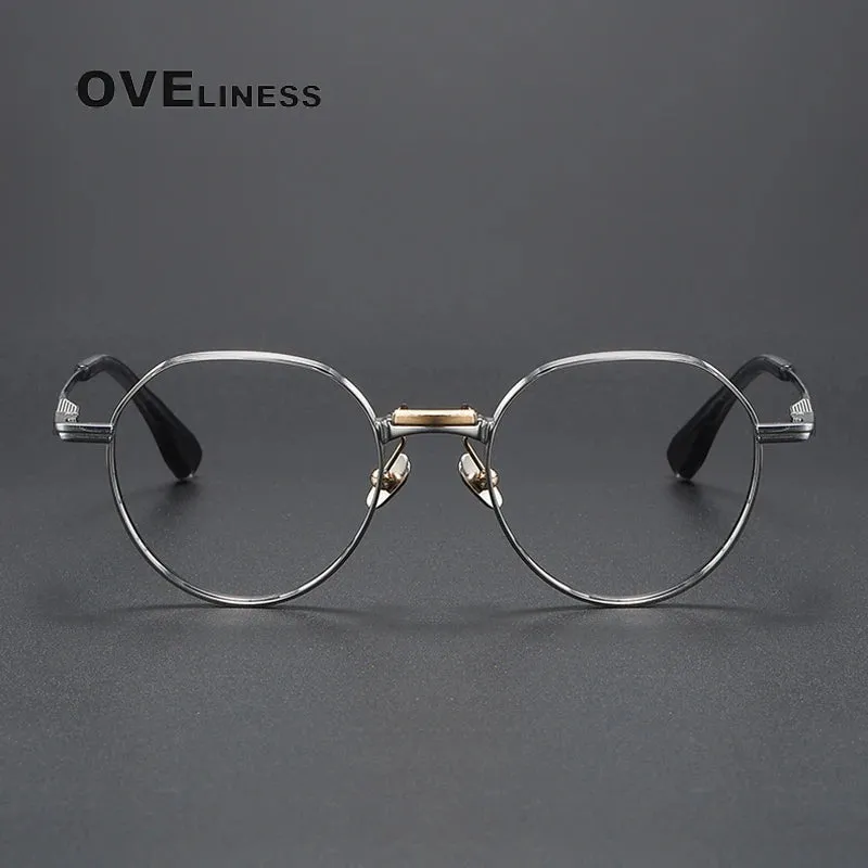 Oveliness Unisex Full Rim Flat Top Round Titanium Eyeglasses D150