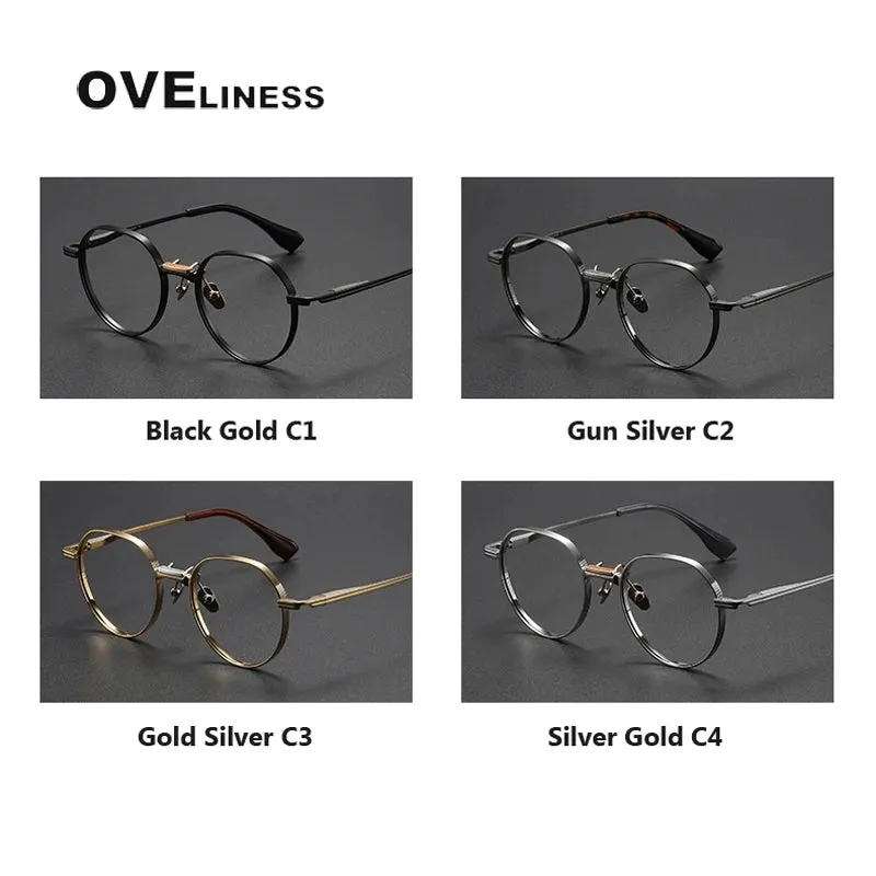 Oveliness Unisex Full Rim Flat Top Round Titanium Eyeglasses D150