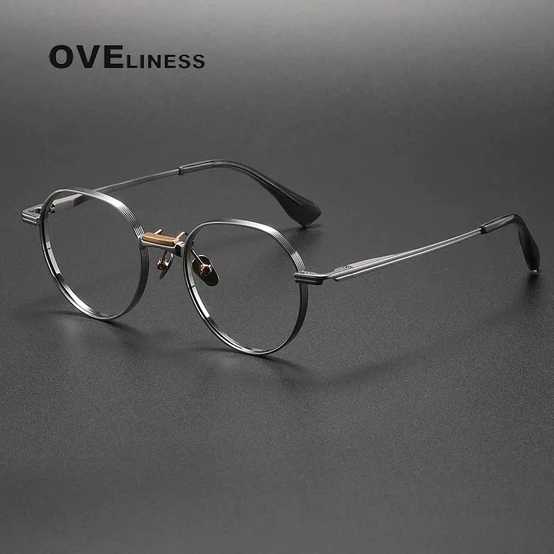 Oveliness Unisex Full Rim Flat Top Round Titanium Eyeglasses D150